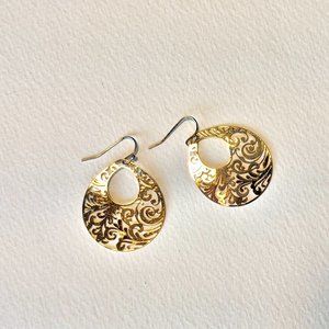 Botanical Cutwork Brass Drop Earrings